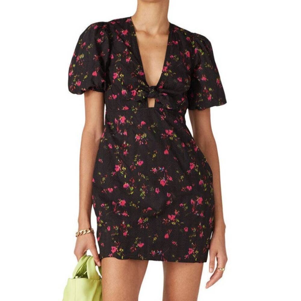Pam & Gela Neon Ditsy Dress Black L